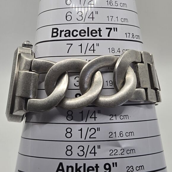 Premier Designs Womens MOP Watch Bold Chunky Chain Curb Link Bracelet RUNS EUC - Picture 7 of 10